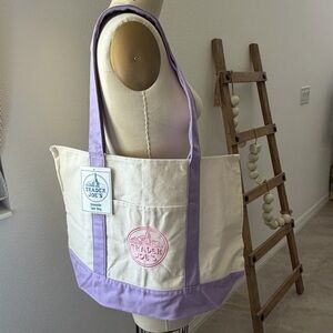 2026! Trader Joe's Limited Edition Lavender Canvas 1pc Large Tote Bag Only